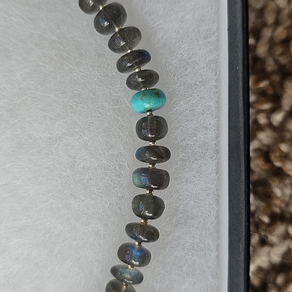 Elegant Labordorite Beaded Necklace with Turquoise Accents - Picture 7 of 9